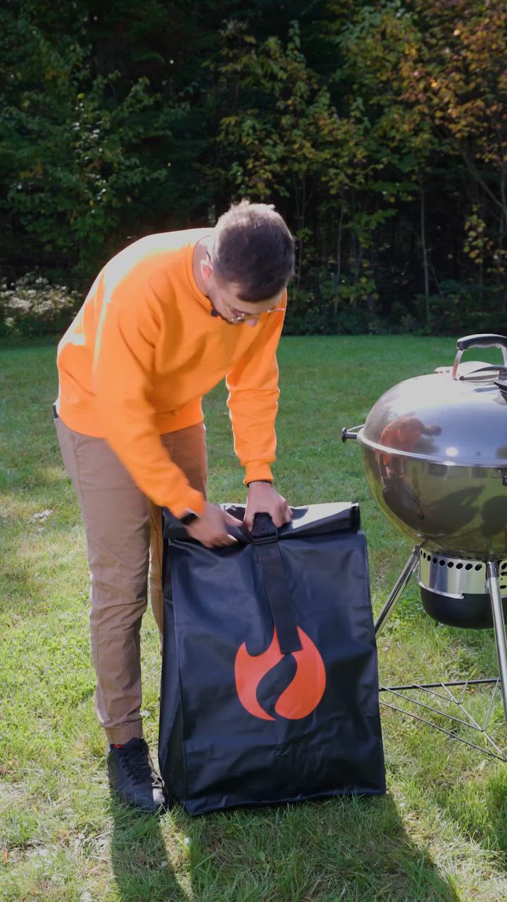 MotiveTech Sac De Transport Barbecue - Sac Rangement Ustensiles Camping - Sac à Main Oxford Noir - Résistant Et Pratique